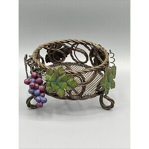 Round Metal Candle Wine Holder Centerpiece Floral,grapes Wrought Iron.4” x 2.75”